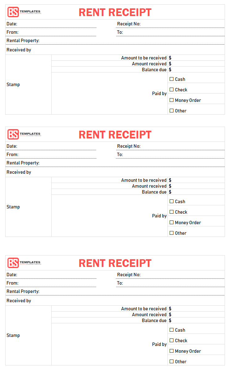 Free Printable Rent Receipt Template Pdf