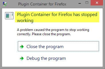 Plugin Container para Firefox ha dejado de funcionar