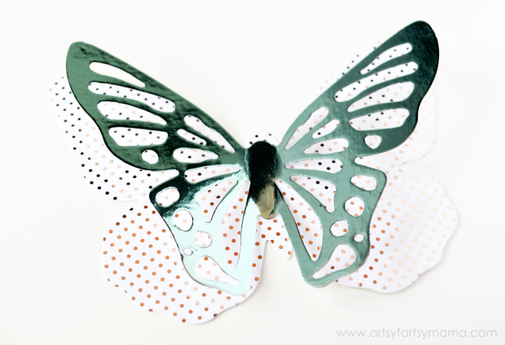 Foil Butterfly Wall Art Tutorial at artsyfartsymama.com #HSMinc