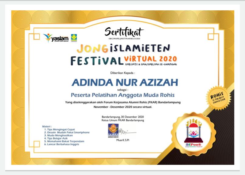 Sertifikat Pelatihan Anggota Muda Rohis Medianya Generasi Muda Dakwah Sekolah Rohis Sertifikat Pelatihan Anggota Muda Rohis Medianya Generasi Muda Dakwah Sekolah Rohis