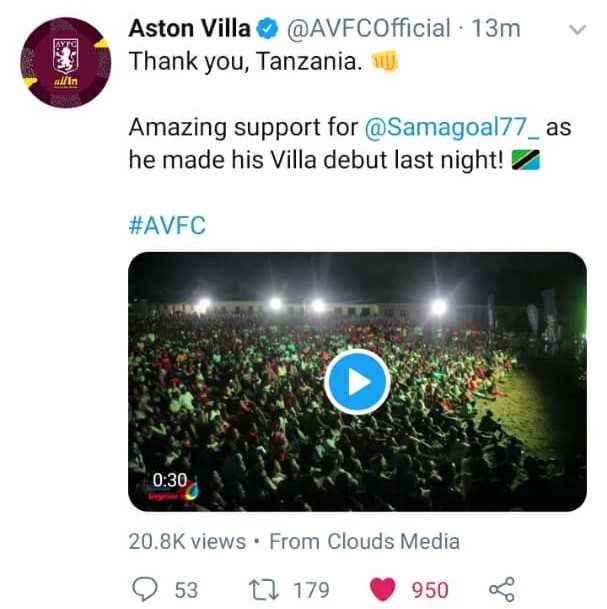 Aston Villa yawashukuru Watanzania