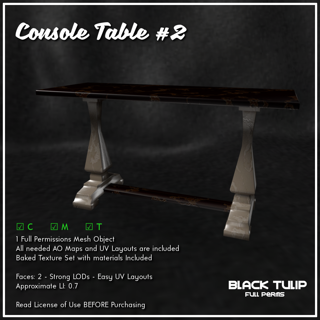 Black Tulip New full permissions sets for Sixty Linden Weekends