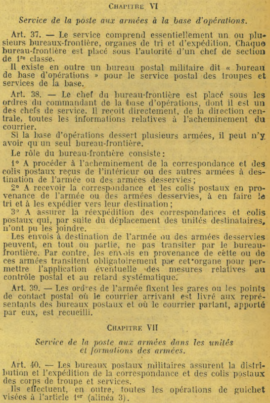 LA POSTE AUX ARMEES Le décret du 25 février 1953 et l'arrêté du 25 mars 1953 sur