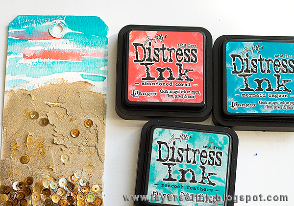 Layers of ink - Tropical Beach Tag Tutorial by Anna-Karin withTim Holtz Tropicals Sizzix dies.