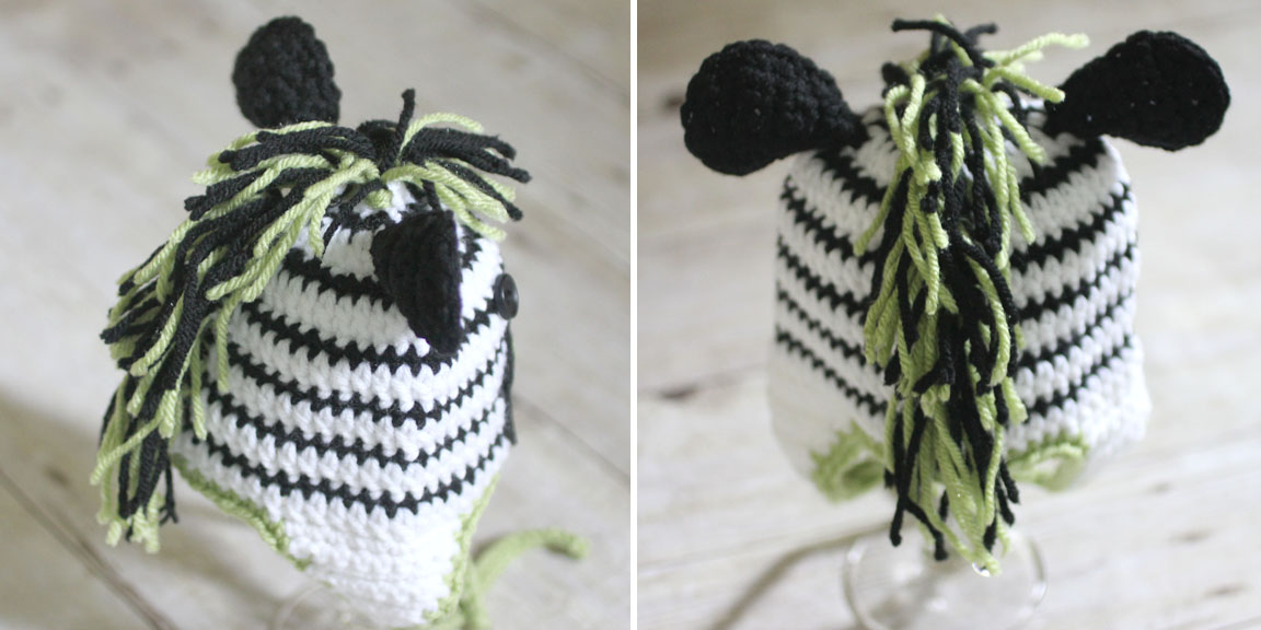 crochet zebra hat