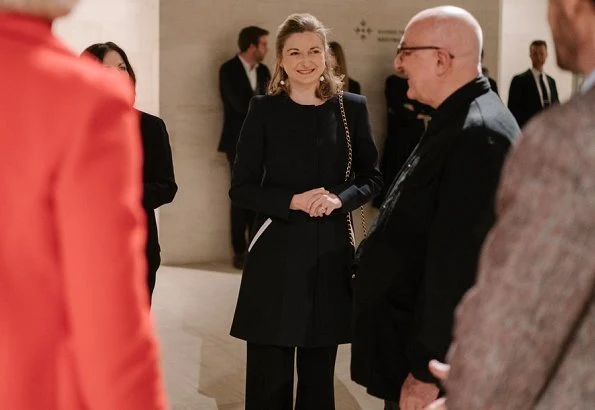 Hereditary Grand Duchess Stephanie visited opening of exhibition of artist Joao Penalva at Grand Duke Jean Museum of Modern Art. Stéphanie wore black coat