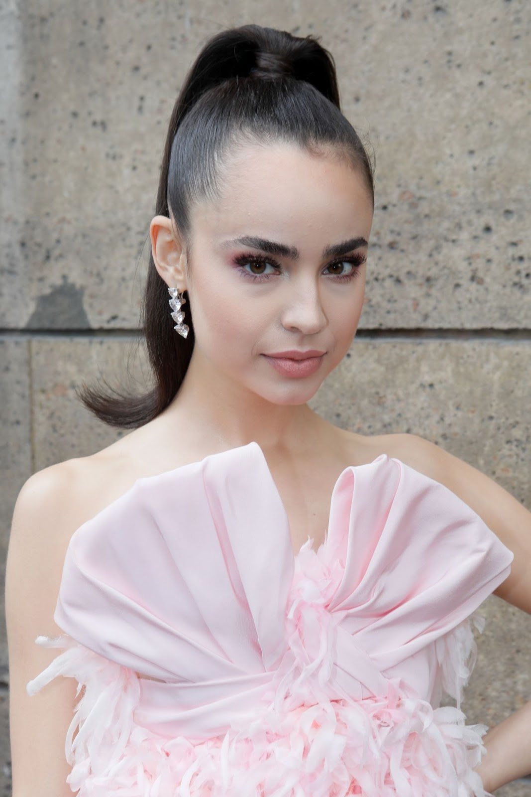 Red Carpet Dresses: Sofia Carson - Giambattista Fashion Show at Paris