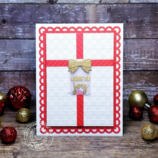 Sunny Studio Stamps: Holiday Style Frilly Frame Dies Embossing Folder Holiday Card by Ana Anderson Sunny Studio Stamps: Holiday Style Frilly Frame Dies Embossing Folder Holiday Card by Ana Anderson