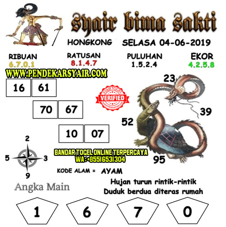 Syair Togel Hongkong Hari Ini 04 Juni 2019