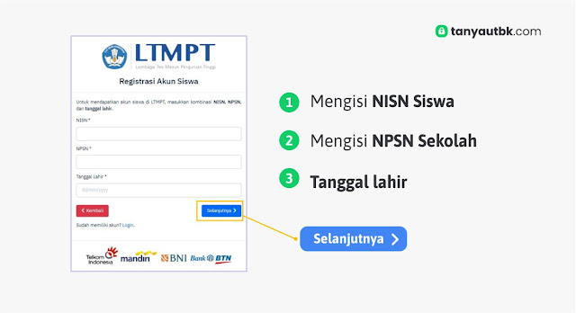 NISN dan NPSN - Daftar Akun LTMPT 2021