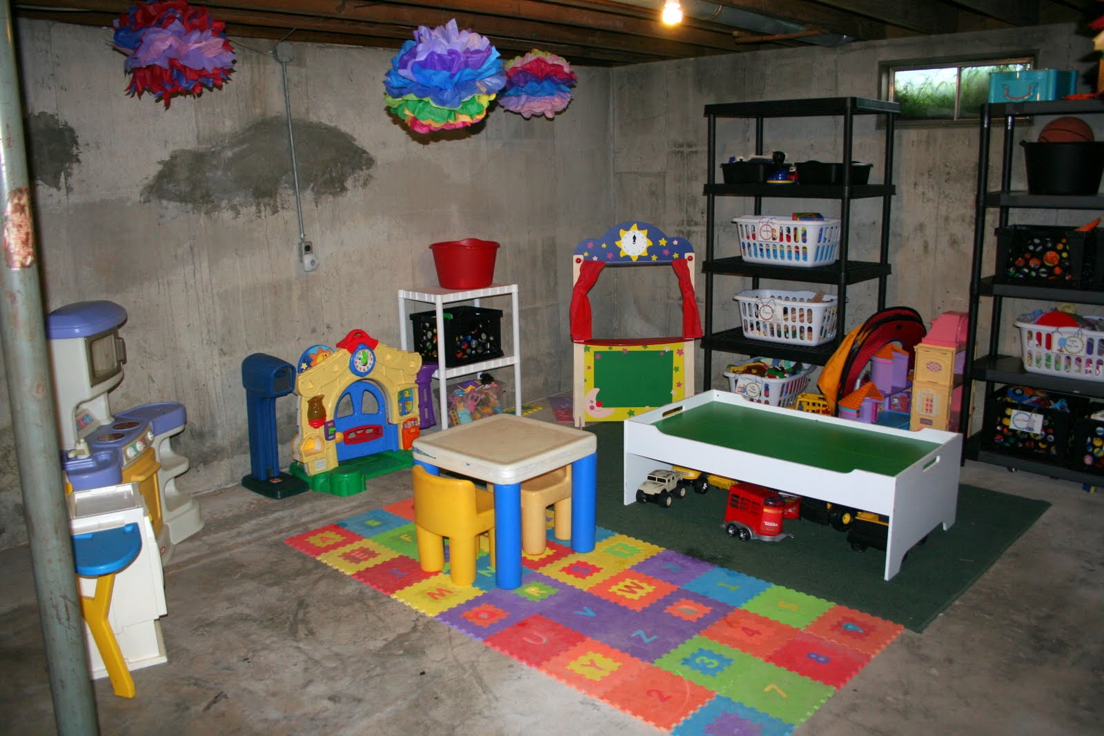 Our Country Road Organized Basement Playroom
