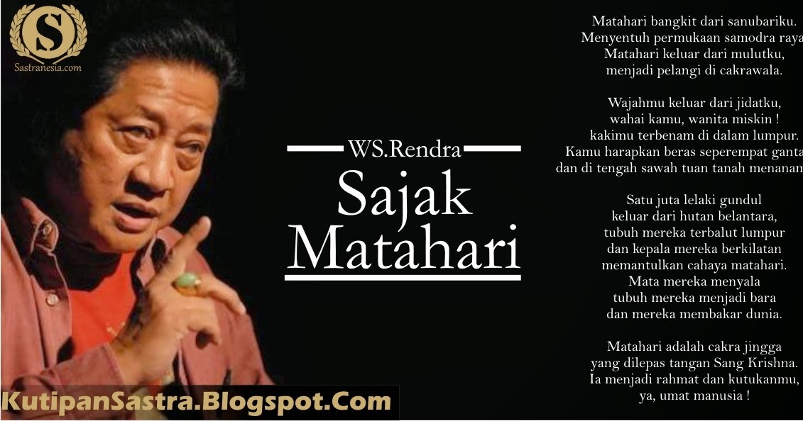 Venusastra Analisis Dan Pembahasan Puisi Sajak Matahari Karya W S Rendra
