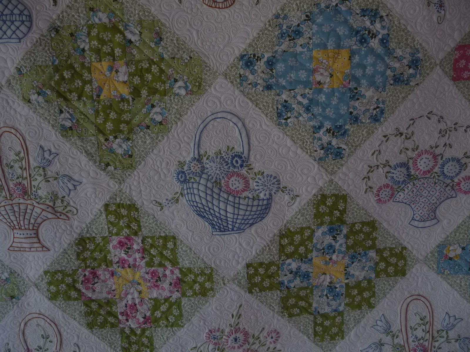 Needle in a Quiltstack Embroidered Basket Quilt