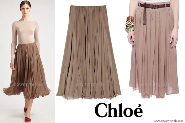 Crown Princess Mette Marit wore Chloe Mouseline Pleated Skirt