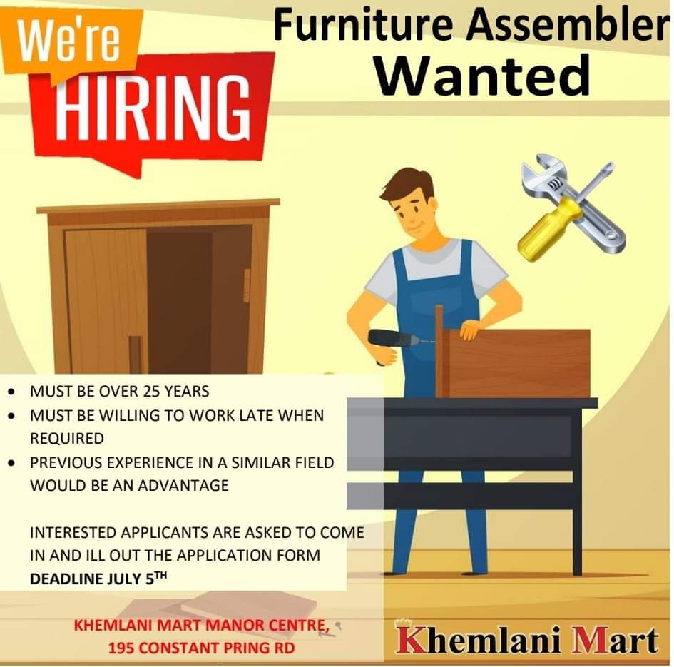 Furniture Assembler (Kingston, JM) Khemlani Mart