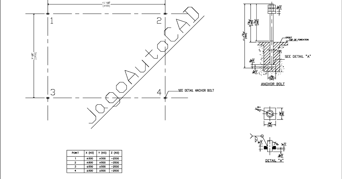 Anchor Bolt Standard DWG AutoCAD Free