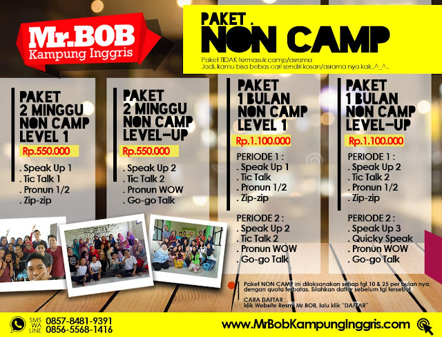 Paket non-camp Mr.BOB, paket tanpa camp kampung inggris, kampung inggris, kampung inggris pare, kampung inggris kediri