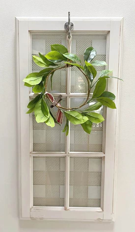 glass window with wreath