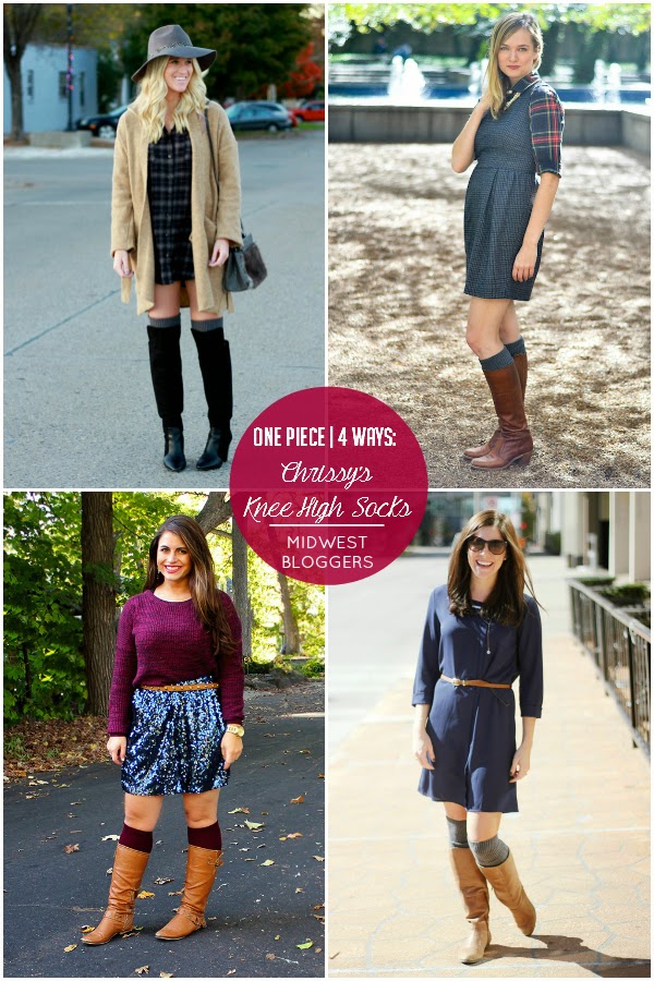 Midwest Bloggers: One Piece | 4 Ways: Knee High Socks