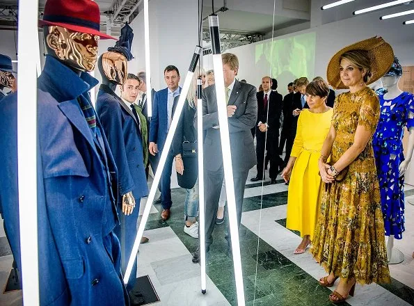 Queen Maxima visited the Triennale Design and Art Museum in Milan. Queen Maxima wore Zimmermann Tropicale Crinkle Dress