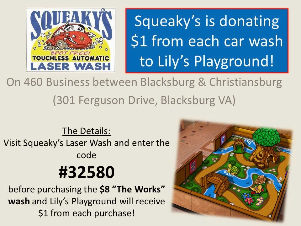 Lily's Playground Squeaky's Car Wash fundraiser