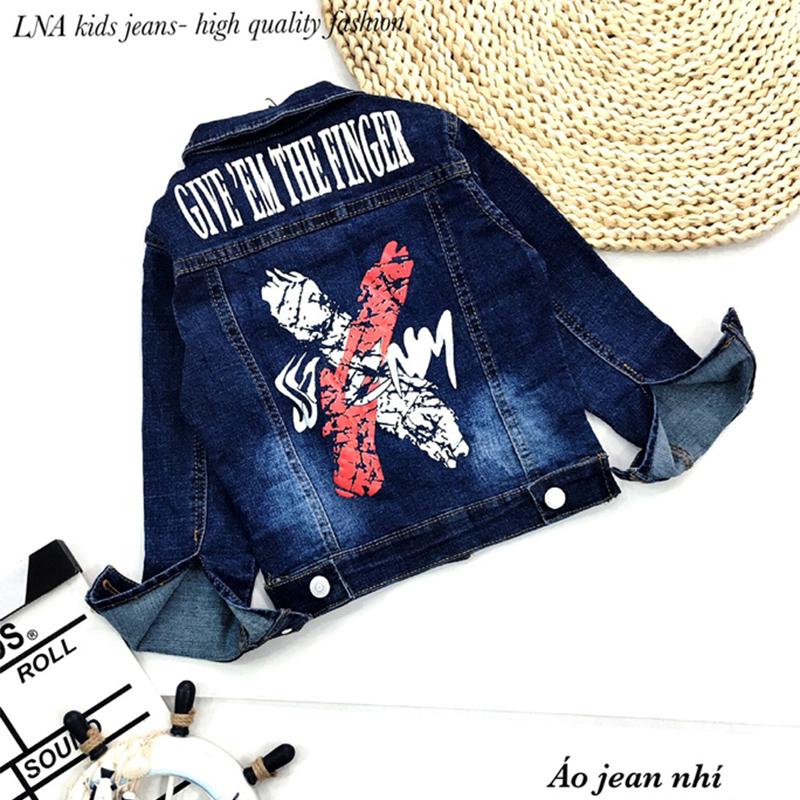 Áo Khoác Trẻ Em Denim Tay Dài In Chữ - LNA 159660 12 5 514
