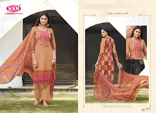 KSM Vanya Glaze Cotton Dress Material WithChiffon Dupatta