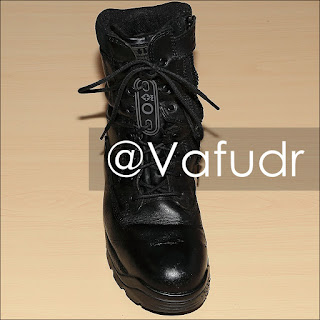 5.11 Tactical ATAC® 8'' shield style #12026 boots with PVC blood group type patch fastened in shoelace