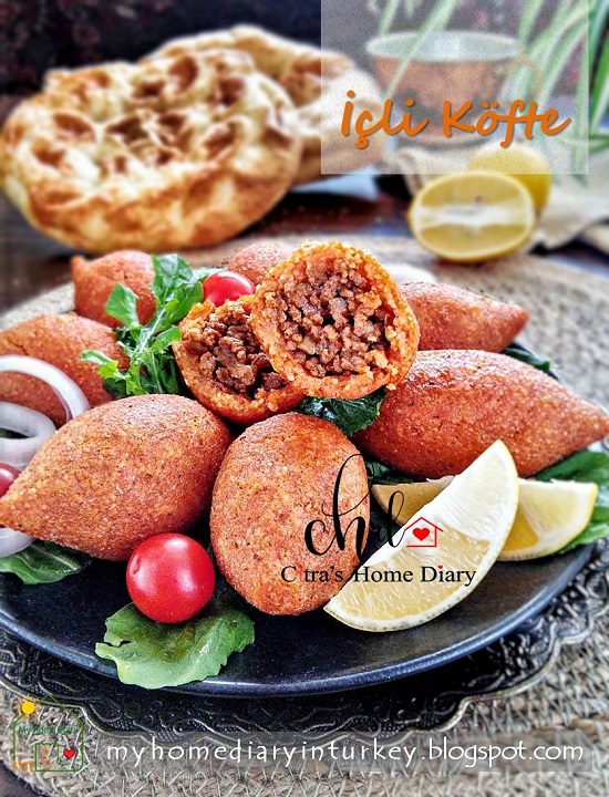 İçli Köfte / Turkish Stuffed bulgur meatball | Çitra's Home Dairy. #turkishcuisine #turkishfoodrecipe #stuffedmeatball #kibbeh #resepmasakanturki #içliköfte #middleeastern