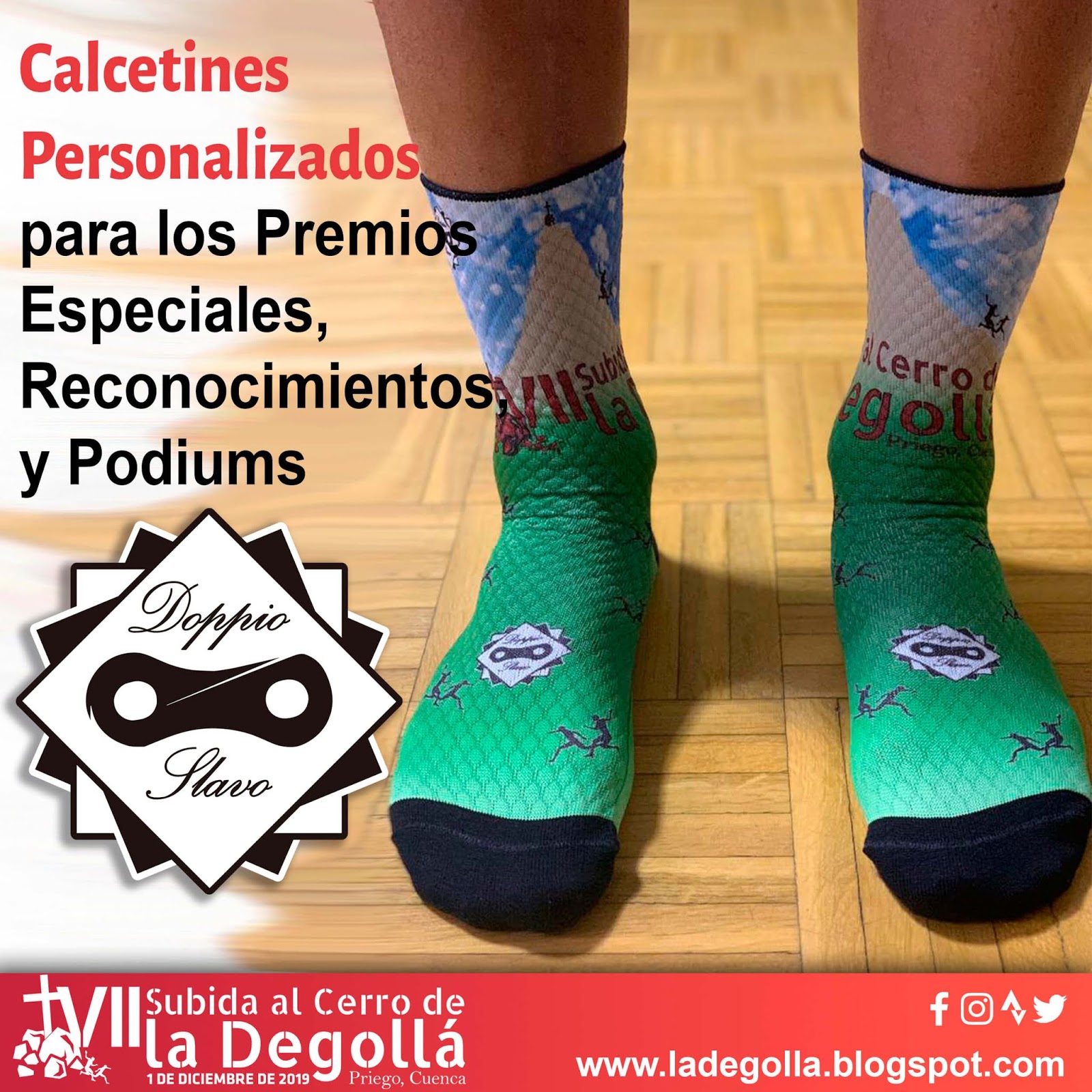 al Cerro de la Doppio Slavo ha realizado calcetines personalizados para Degollá