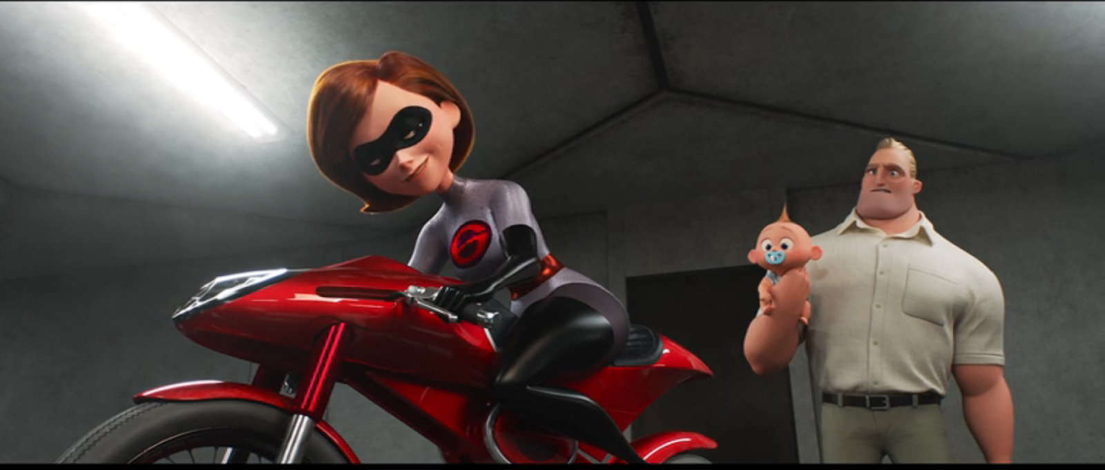 Helen Parr / Elastigirl (Holly Hunter), Jack-Jack Parr (Eli Fucile), and Bo...