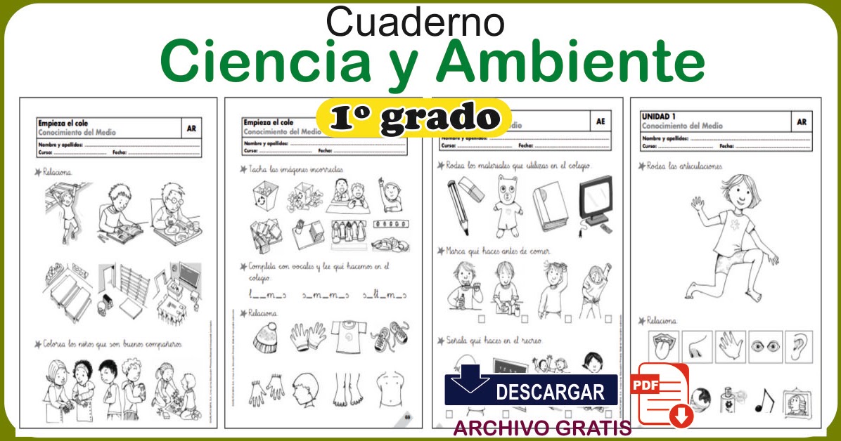 Material Educativo Cuaderno de trabajo de Ciencia y Ambiente para 1º