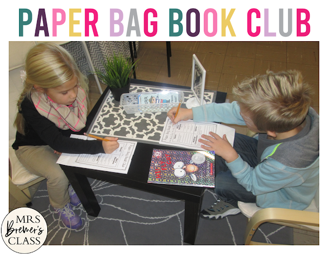 Paper Bag Book Club questions and editable templates for book study discussions in K-2