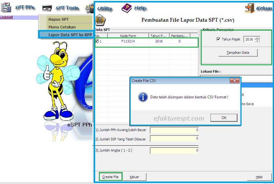 Lapor Spt Tahunan Pph Badan Csv Ke Kpp Tahun Efaktur Dan Espt