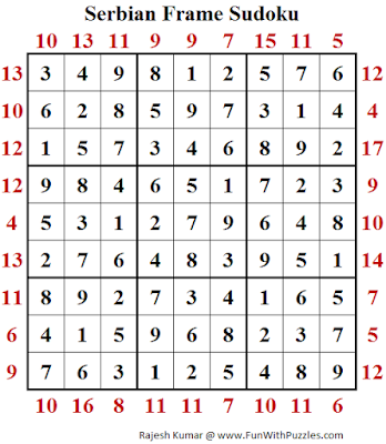 Serbian Frame Sudoku (Fun With Sudoku #185) Puzzle Answer