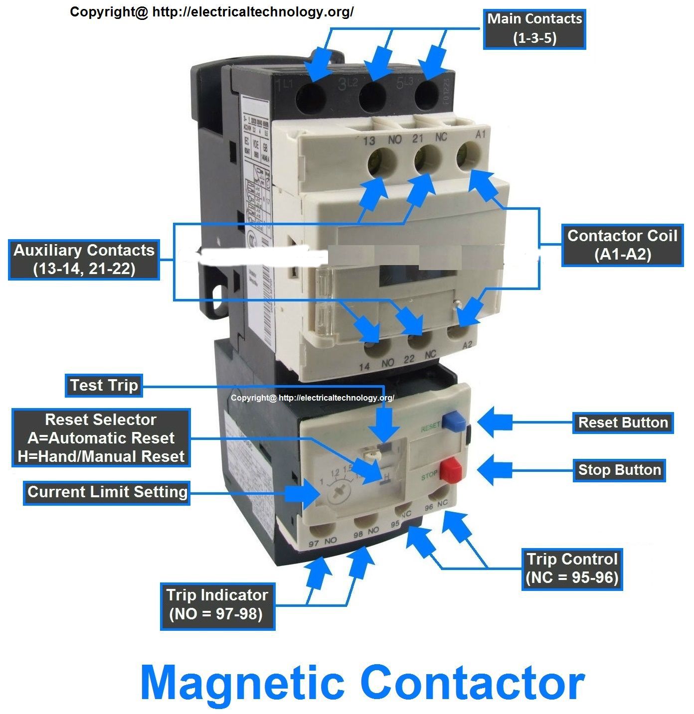 ¿Qué son 13 y 14 en un contactor?