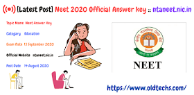 Neet 2020 Official Answer key