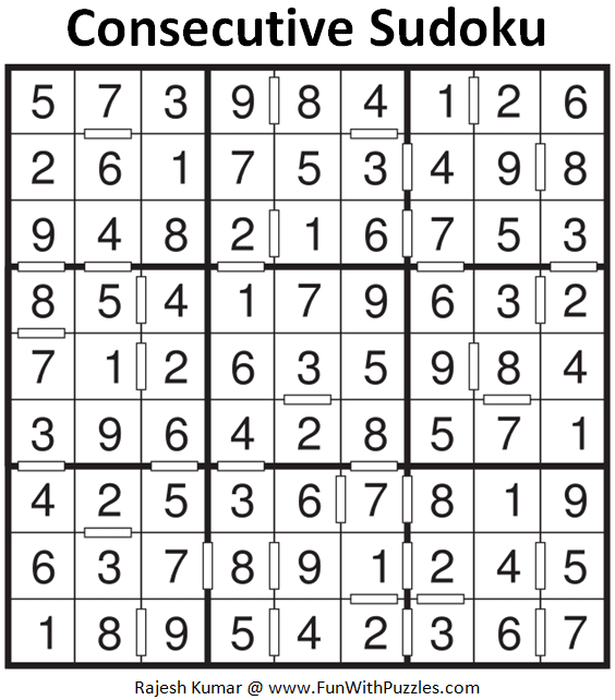 Consecutive Sudoku Puzzle (Fun With Sudoku 399)