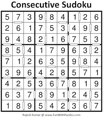 Answer of Consecutive Sudoku Puzzle (Fun With Sudoku #399)