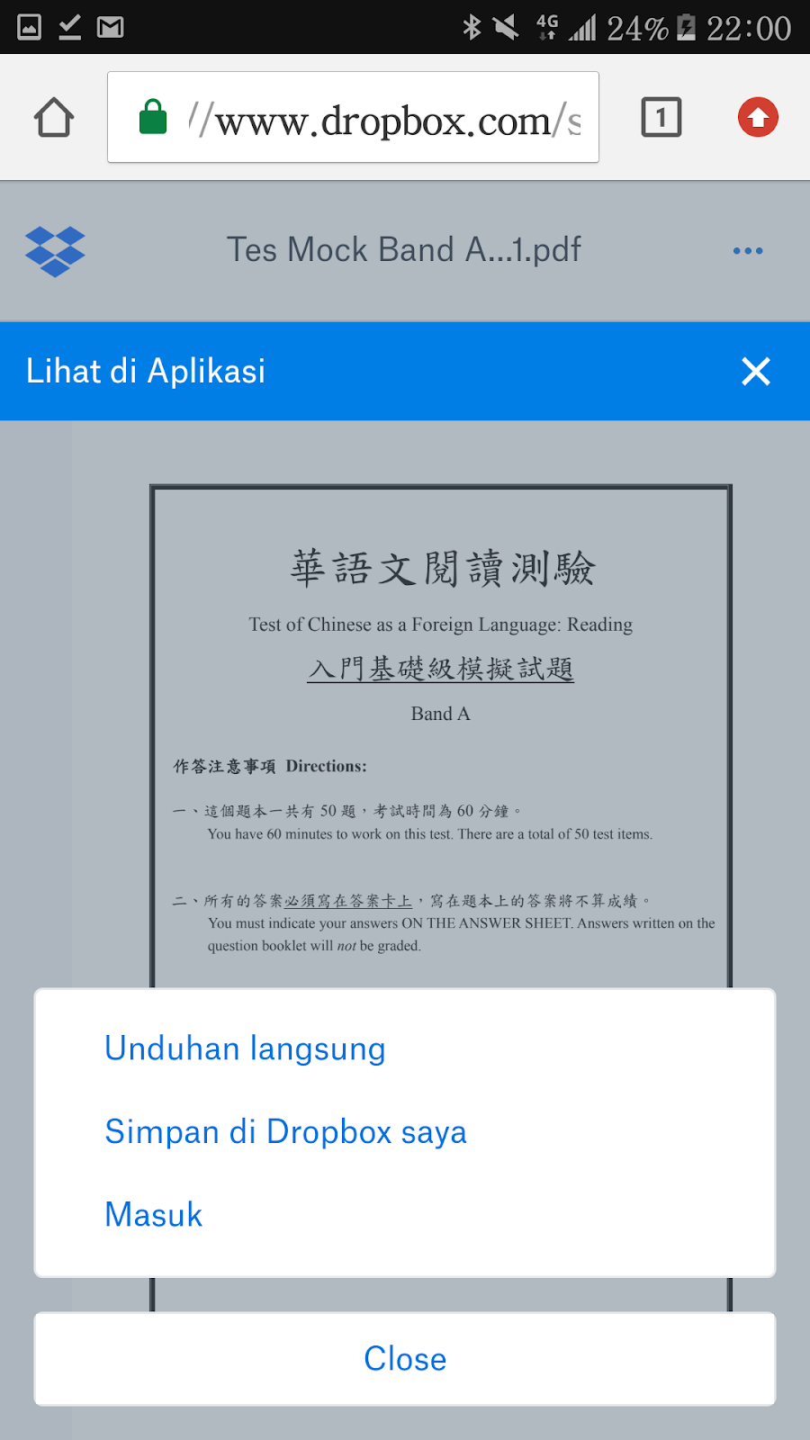 Soal Latihan Tes TOCFL Mock Band A Reading BELAJAR MANDARIN