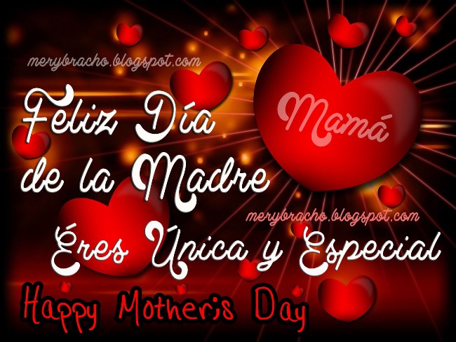 Feliz Día de la Madre. Eres Especial. Felicitaciones Mamá por tu día,  10 mayo, 12 mayo. Bendiciones por día de las madres, tarjetas, imágenes, postales cristianas para compartir por facebook. Poemas cristianos, dedicatoria corta para mi mamá, abuela, tía