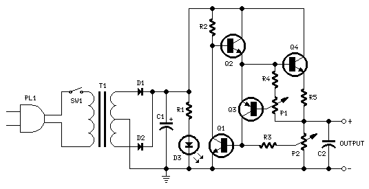 Variable DC Power Supply (Rise) Circuit Diagram
