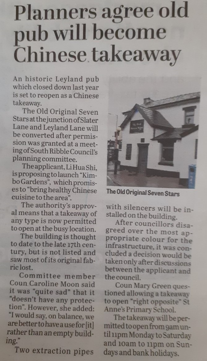 Chorley's Inns and Taverns Leyland Old Original Seven Stars