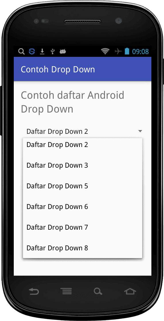 Cara Menerapkan Teladan Drop Down Android - Java Media Kita