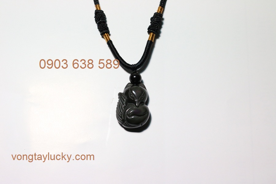 Dây chuyền hồ ly 9 đuôi Obsidian thiên nhiên