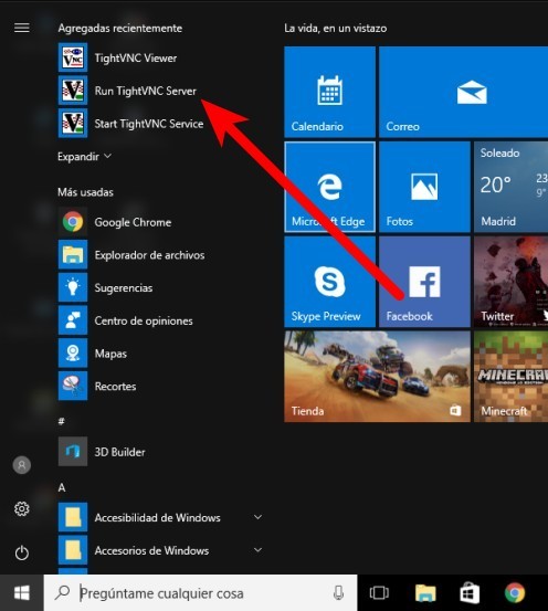 fp Kanarias: VNC Server en Windows 10