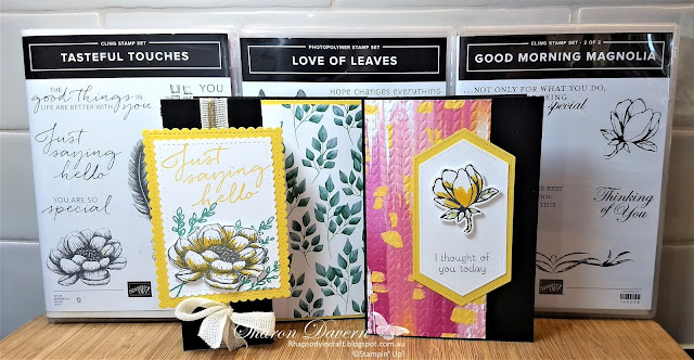 Tasteful Touches, Love of Leaves, Good Morning Magnolia, Daffodil Delight, #colourcreationsshowcase, Rhapsody in craft, forever greenery, artistry bloom, Stampin' Up!, #loveitchopit