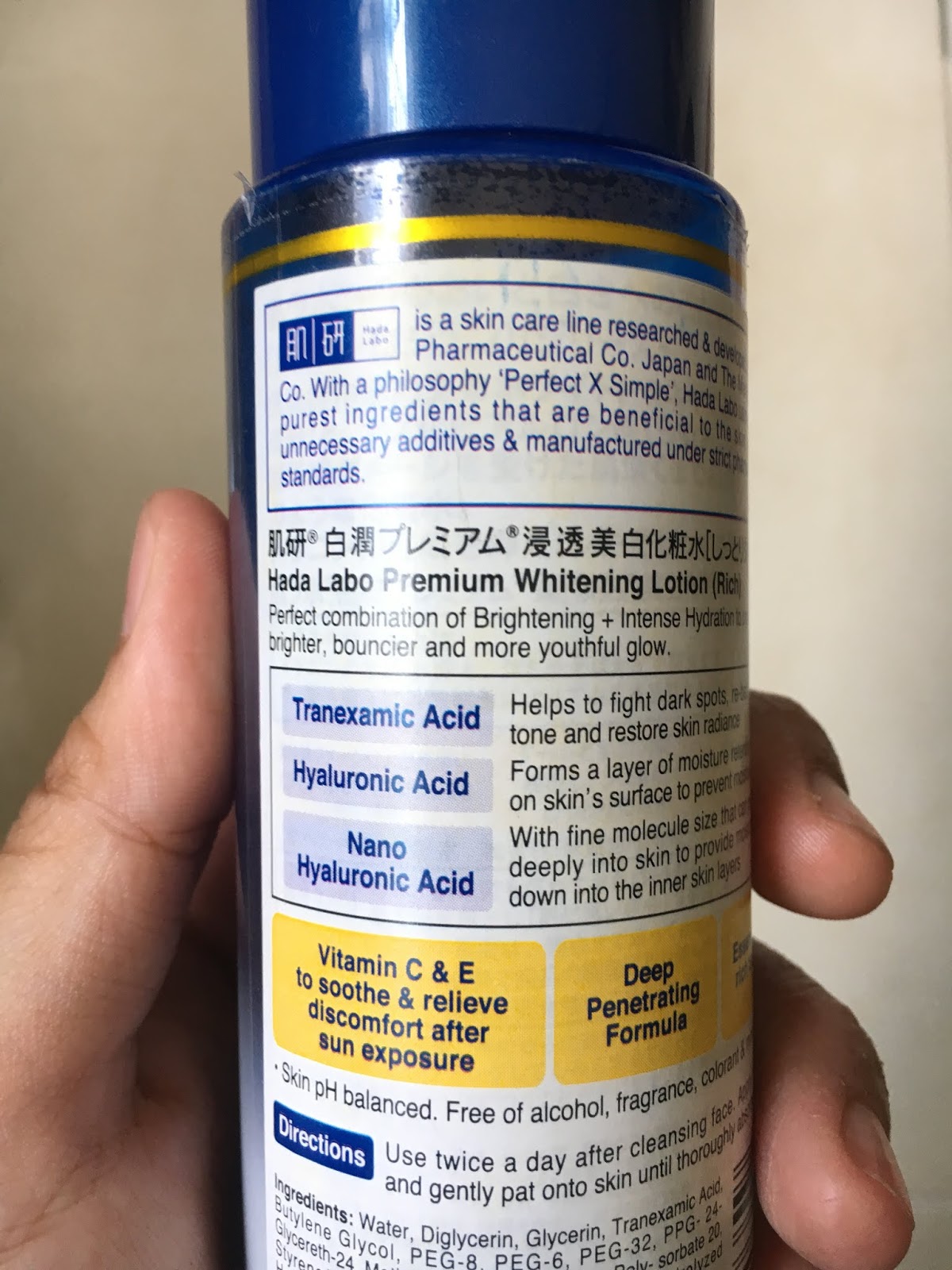 Skincare Review Hada Labo Premium Whitening Lotion (Rich) hydrated skin Syafiqah