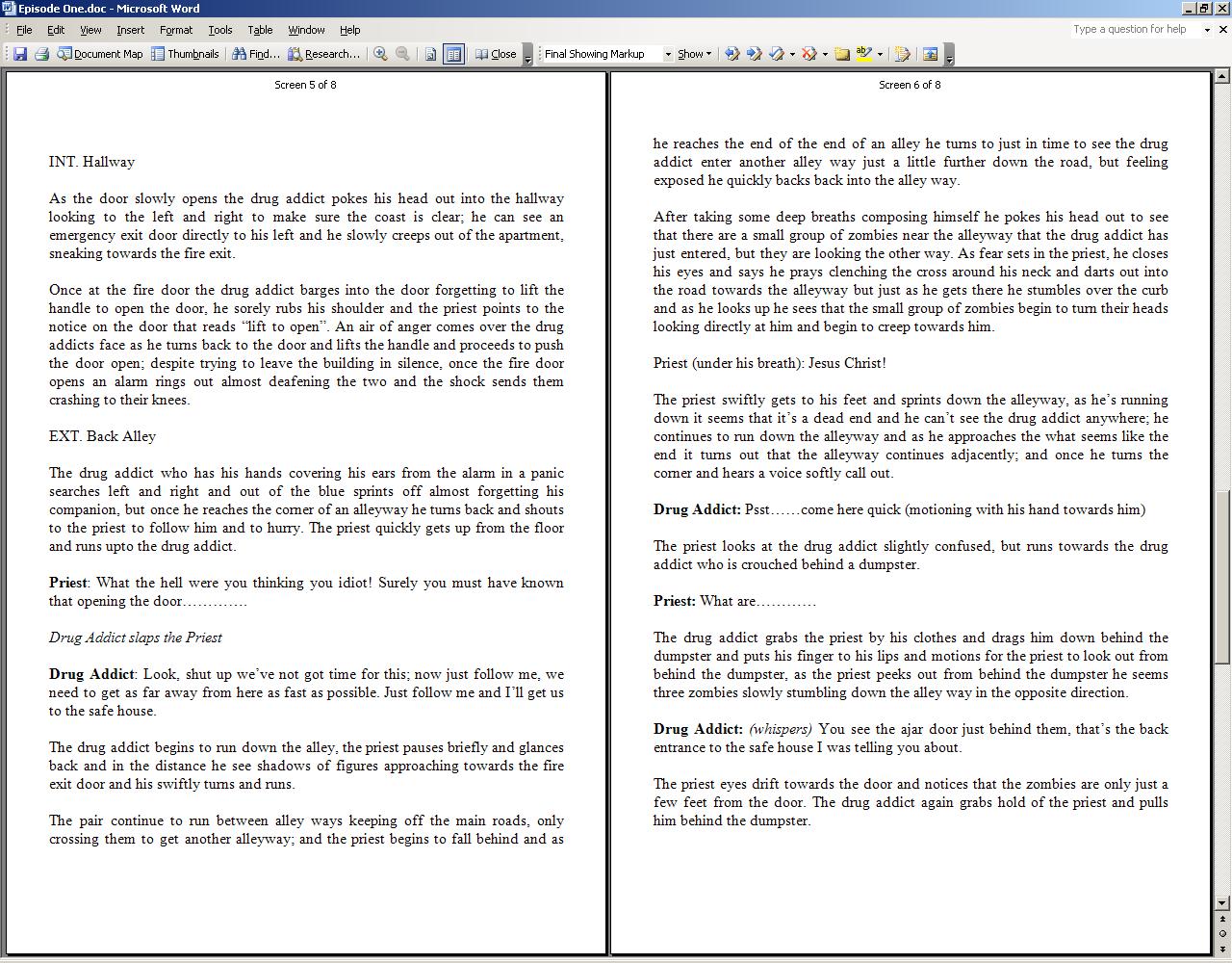 Zombie Mockumentary blog Original script for The Lonely Dead