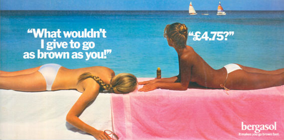 70s ad for Bergasol sun lotion